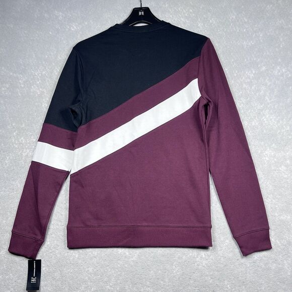 INC Sweatshirt Mens Size X-Small Black Burgundy Colorblock Regular Fit Crewneck - Picture 5 of 10